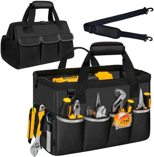 Portable Tool Bag Heavy Duty Tool Box Organizer with Shoulder Strap, Black | Heavy-Duty Tool Tote With Wide Mouth Opening & Adjustable Shoulder Strap. Durable Storage Bag For Mechanics & Engineers. Portable Tool Bag Heavy Duty Tool Box Organizer with Shoulder Strap, Black | Heavy-Duty Tool Tote With Wide Mouth Opening & Adjustable Shoulder Strap. Durable Storage Bag For Mechanics & Engineers.