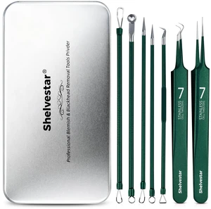 Acne Blackhead Remover Tools, Pimple Popper Kit, Green 7 Pack | Extraction Tool with Metal Box for Quick and Easy Removal of Comedone, Zit Removing, Forehead, Facial and Nose Acne Blackhead Remover Tools, Pimple Popper Kit, Green 7 Pack | Extraction Tool with Metal Box for Quick and Easy Removal of Comedone, Zit Removing, Forehead, Facial and Nose
