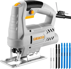 Jig Saw Corded: Electric Jigsaw Tool, Power Jig Saws for Woodworking with 8pcs Blades, Wood Cutter Hand Tool with 6 Variable Speed, 3000 SPM, ±45° Bevel Cutting, Tool-Free Blade Change Jig Saw Corded: Electric Jigsaw Tool, Power Jig Saws for Woodworking with 8pcs Blades, Wood Cutter Hand Tool with 6 Variable Speed, 3000 SPM, ±45° Bevel Cutting, Tool-Free Blade Change