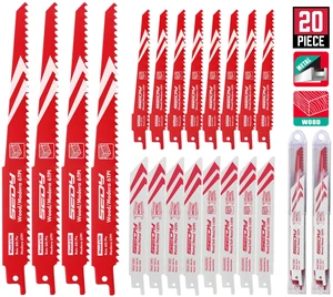 20-Piece Ultimate Reciprocating Saw Blade Set, Premium 6 & 8 Inch Wood and Metal Cutting Blades with Storage Box for Pruning, Wood, and Metal Cutting Tools 20-Piece Ultimate Reciprocating Saw Blade Set, Premium 6 & 8 Inch Wood and Metal Cutting Blades with Storage Box for Pruning, Wood, and Metal Cutting Tools