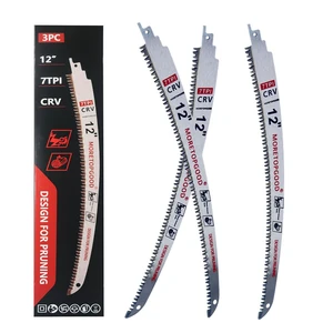 12 Inch Arc Edge Reciprocating Saw Blade for Wood Pruning, 7TPI Japanese Teeth Sawzall Blades for Tree Trimming (3 Pack) 12 Inch Arc Edge Reciprocating Saw Blade for Wood Pruning, 7TPI Japanese Teeth Sawzall Blades for Tree Trimming (3 Pack)