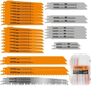 32-Piece Reciprocating Saw Blades Set, Sawzall Blades Set, Metal/Woodcutting Saw Blades, Pruner Saw Blades with Tough Storage Case 32-Piece Reciprocating Saw Blades Set, Sawzall Blades Set, Metal/Woodcutting Saw Blades, Pruner Saw Blades with Tough Storage Case