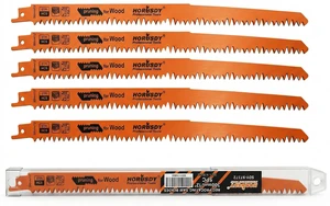 5-Pack 12-Inch Wood Pruning Reciprocating Saw Blades, 5TPI HCS Carbon Steel Sawzall Blades for Fast Cutting Green Wood, Branches & Plastic - Includes Storage Case 5-Pack 12-Inch Wood Pruning Reciprocating Saw Blades, 5TPI HCS Carbon Steel Sawzall Blades for Fast Cutting Green Wood, Branches & Plastic - Includes Storage Case