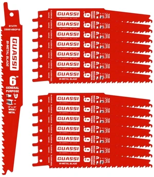 15 Pack 6 Inch 8/14 TPI Reciprocating Saw Blades for All General Purpose Cuts, Including Wood, Nail-Embedded Wood, Plastics, and Demolition-Thick Metal 1/8 to 3/8, for Diablo Bi-Metal Sawzall Blades 15 Pack 6 Inch 8/14 TPI Reciprocating Saw Blades for All General Purpose Cuts, Including Wood, Nail-Embedded Wood, Plastics, and Demolition-Thick Metal 1/8 to 3/8, for Diablo Bi-Metal Sawzall Blades