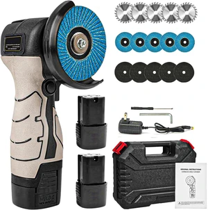 Cordless Brush Angle Grinder Kit, Mini Electric Angle Grinding Tool 13000RPM with 2pcs 16.8V 2000mAh Batteries and 15-Cutting Discs, Power Angle Grinder for Wood Metal Stone Concrete Cordless Brush Angle Grinder Kit, Mini Electric Angle Grinding Tool 13000RPM with 2pcs 16.8V 2000mAh Batteries and 15-Cutting Discs, Power Angle Grinder for Wood Metal Stone Concrete