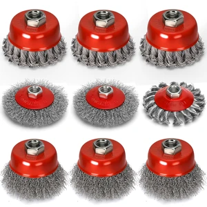 9Pcs Wire Wheel for Angle Grinder, 4 & 3In Knotted/Crimped | Fit 4-1/2 Angle Grinder with 5/8In-11 Threaded Arbor, Wire Brush for Grinder, Rust Removal, Paint Stripping and Weld Grinding 9Pcs Wire Wheel for Angle Grinder, 4 & 3In Knotted/Crimped | Fit 4-1/2 Angle Grinder with 5/8In-11 Threaded Arbor, Wire Brush for Grinder, Rust Removal, Paint Stripping and Weld Grinding
