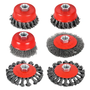 6-Piece, Angle Grinder Wire Wheel, 4 1/2" Angle Grinder Attachments, Wire Wheel, Wheel for Angle Grinder, 4 Inch & 3 Inch Knotted Coarse Crimped Wheels, 5/8 Inch-11 Threaded Arbor 6-Piece, Angle Grinder Wire Wheel, 4 1/2" Angle Grinder Attachments, Wire Wheel, Wheel for Angle Grinder, 4 Inch & 3 Inch Knotted Coarse Crimped Wheels, 5/8 Inch-11 Threaded Arbor