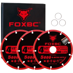 4-1/2 Inch Diamond Cutting Wheel Metal Cut Off for Angle Grinder, 5000+ Cuts on Rebar, Stainless Steel, Angle Iron, 7/8" Arbor - 3 Pack 4-1/2 Inch Diamond Cutting Wheel Metal Cut Off for Angle Grinder, 5000+ Cuts on Rebar, Stainless Steel, Angle Iron, 7/8" Arbor - 3 Pack