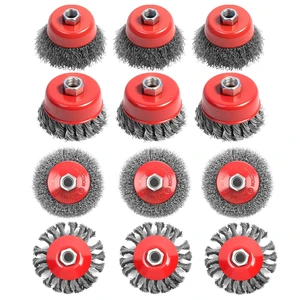 12 Pack Wire Wheel for Angle Grinder, Twist Knotted Coarse Crimped Wheels, Carbon Steel Wire Cup Brush for 4-1/2" Angle Grinder with 5/8-11UNC Threaded Arbor for Heavy-Duty Rust Removal, Polishing 12 Pack Wire Wheel for Angle Grinder, Twist Knotted Coarse Crimped Wheels, Carbon Steel Wire Cup Brush for 4-1/2" Angle Grinder with 5/8-11UNC Threaded Arbor for Heavy-Duty Rust Removal, Polishing