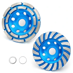 2Pcs Diamond Concrete Grinding Cup Wheels 115mm 4-1/2" Set (Double Row + Turbo Row Segment), Fits 7/8" Arbor for Angle Grinder, Shaping Cleaning Concrete Masonry Marble Granite Brick 2Pcs Diamond Concrete Grinding Cup Wheels 115mm 4-1/2" Set (Double Row + Turbo Row Segment), Fits 7/8" Arbor for Angle Grinder, Shaping Cleaning Concrete Masonry Marble Granite Brick