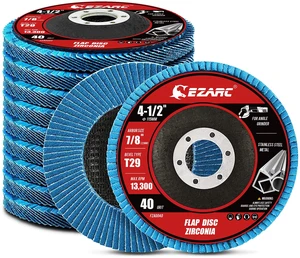 Zirconia Flap Discs 40 Grit, 4-1/2 x 7/8-Inch, Type 29, 10-Pack | 40 Grit, Zirconia Abrasive, Type 29, for Stock Removal, Weld Grinding, Deburring, Sanding and Rust Removal Zirconia Flap Discs 40 Grit, 4-1/2 x 7/8-Inch, Type 29, 10-Pack | 40 Grit, Zirconia Abrasive, Type 29, for Stock Removal, Weld Grinding, Deburring, Sanding and Rust Removal