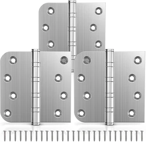 Ball Bearing Door Hinges, 4 x 4 Inches Door Hinges, Square and 5/8'' Radius Corner, Heavy Duty Stainless Steel Hinges, Smooth and Quiet, Non Removable Pin, Brushed Nickel, 3 Pack Ball Bearing Door Hinges, 4 x 4 Inches Door Hinges, Square and 5/8'' Radius Corner, Heavy Duty Stainless Steel Hinges, Smooth and Quiet, Non Removable Pin, Brushed Nickel, 3 Pack