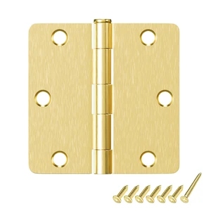 12 Pack Door Hinges Brushed Brass 3.5 Inch with 1/4" Radius Corners Rounded Satin Brass Interior Door Hinges 3 1/2" Gold Door Hinge for Door Heavy Duty Door Hardware, Fit Standard Door 12 Pack Door Hinges Brushed Brass 3.5 Inch with 1/4" Radius Corners Rounded Satin Brass Interior Door Hinges 3 1/2" Gold Door Hinge for Door Heavy Duty Door Hardware, Fit Standard Door