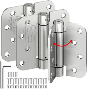 3-Pack 4 Inch Self Closing Door Hinges,5/8" Radius Corners,Brushed Nickel | Auto Spring Loaded Door Hinges, Adjustable Tension for Exterior,Garage, Front Back Door,Left Right Hand Door,UL Listed 3-Pack 4 Inch Self Closing Door Hinges,5/8" Radius Corners,Brushed Nickel | Auto Spring Loaded Door Hinges, Adjustable Tension for Exterior,Garage, Front Back Door,Left Right Hand Door,UL Listed