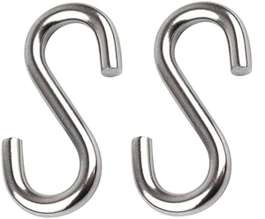 2 Pack 3.3-Inch Heavy Duty S Hooks, 304 Stainless Steel Swing Hammock Hooks, Maximum Load Capacity 557 lbs 2 Pack 3.3-Inch Heavy Duty S Hooks, 304 Stainless Steel Swing Hammock Hooks, Maximum Load Capacity 557 lbs