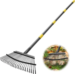 Rake for Leaves, Heavy Duty Leaf Rakes for Lawns & Yard - 65 Adjustable Long Handle 18 Width 25 Metal Tines - Gardening Rake for Adults Kids for Shrub,Grass,Mulch Rake for Leaves, Heavy Duty Leaf Rakes for Lawns & Yard - 65 Adjustable Long Handle 18 Width 25 Metal Tines - Gardening Rake for Adults Kids for Shrub,Grass,Mulch