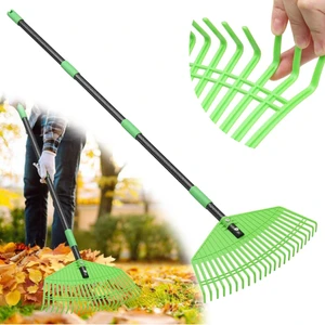 Plastic Leaf Rake with Adjustable 65'' Handle - Lightweight Outdoor Yard Rakes for Leaves,Grass & Pine Needle,Mulch,Gentle On Lawn Garden - Easy to Use for Women,Seniors & Kids Plastic Leaf Rake with Adjustable 65'' Handle - Lightweight Outdoor Yard Rakes for Leaves,Grass & Pine Needle,Mulch,Gentle On Lawn Garden - Easy to Use for Women,Seniors & Kids