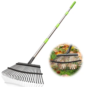 Adjustable 65 Inch Long 18 Inch Wide Garden Rake, 25 Tines Metal | Heavy duty lawn rake, Garden leaf collector, Yard debris gatherer, Metal tines rake, Weed & grass removal, Landscaping tool Adjustable 65 Inch Long 18 Inch Wide Garden Rake, 25 Tines Metal | Heavy duty lawn rake, Garden leaf collector, Yard debris gatherer, Metal tines rake, Weed & grass removal, Landscaping tool