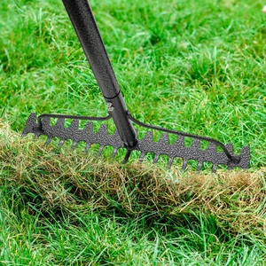 Garden Rake, 17" Extra Wide Double-Sided Head, 63" Heavy Duty Lightweight Stainless Steel Leaf Rake for Leveling Lawn, Loosening Soil, Leaf Cleanup, Soil Prep, Landscaping, Spread Mulch Fast Garden Rake, 17" Extra Wide Double-Sided Head, 63" Heavy Duty Lightweight Stainless Steel Leaf Rake for Leveling Lawn, Loosening Soil, Leaf Cleanup, Soil Prep, Landscaping, Spread Mulch Fast