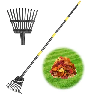 Rake for Leaves, Small Leaf Rake for Garden, 70-inch Adjustable Metal Rakes-Tool with 11 Steel Tines for Gardening, Yard, Shrub, Flower Beds, Lawns Rake for Leaves, Small Leaf Rake for Garden, 70-inch Adjustable Metal Rakes-Tool with 11 Steel Tines for Gardening, Yard, Shrub, Flower Beds, Lawns