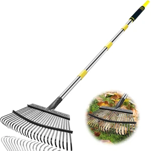 Heavy Duty Garden Rake 6FT Long Leaf Rake for Lawn | 25Tines, 18.5 Inch Wide, Adjustable Long Handle Rakes for Leaves, Yards, Grass, Garbage, Weeds, Debris (Yellow) Heavy Duty Garden Rake 6FT Long Leaf Rake for Lawn | 25Tines, 18.5 Inch Wide, Adjustable Long Handle Rakes for Leaves, Yards, Grass, Garbage, Weeds, Debris (Yellow)