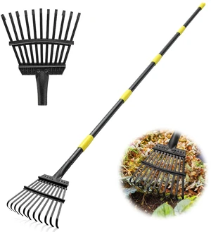 Garden Leaf Rake, 8.5" Head, 36-74 " Adjustable Handle, Sturdy Steel Tines | 8.5 Narrow Small Head, 36-74 Long Handle, 0.271 In Wide Steel Tines, Carbon Steel Handle, Detachable Portable Garden Leaf Rake, 8.5" Head, 36-74 " Adjustable Handle, Sturdy Steel Tines | 8.5 Narrow Small Head, 36-74 Long Handle, 0.271 In Wide Steel Tines, Carbon Steel Handle, Detachable Portable