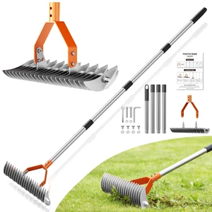 21-Tine Thatch Rake for Lawn,15" Heavy Duty Dethatcher Rake with 68" Handle | Dual-Sided Tines, Carbon Steel, 40"-68" Adjustable Handle, Rust-Resistant Coating for Removes Dead Grass, Loosens Soil 21-Tine Thatch Rake for Lawn,15" Heavy Duty Dethatcher Rake with 68" Handle | Dual-Sided Tines, Carbon Steel, 40"-68" Adjustable Handle, Rust-Resistant Coating for Removes Dead Grass, Loosens Soil