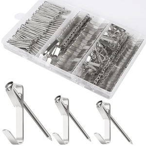 184 Pieces Picture Hanging Kit, 20lb, 30lb, and 50lb Picture Hangers, Metal Picture Hanging Hooks with Nails, on Drywall, Wooden Wall (Silver) 184 Pieces Picture Hanging Kit, 20lb, 30lb, and 50lb Picture Hangers, Metal Picture Hanging Hooks with Nails, on Drywall, Wooden Wall (Silver)