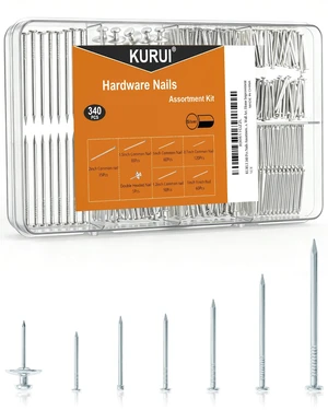 7 Sizes Picture Hanging Nails Assortment Kit, 340 Pcs Galvanized Nails Including Common Nail, Finishing Nails & Double Headed Nail, Small & Long Nail for Hanging Pictures, Wall Art, Home Decor 7 Sizes Picture Hanging Nails Assortment Kit, 340 Pcs Galvanized Nails Including Common Nail, Finishing Nails & Double Headed Nail, Small & Long Nail for Hanging Pictures, Wall Art, Home Decor
