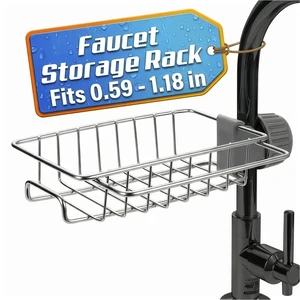 Kitchen Sink Faucet Organizer, 6.77 in, Fits 0.59-1.18 in Pipes | Stainless Steel Sponge Holder for Kitchen Sink Around Faucet, Rust Resistant, No Drilling, Clamp On, Holds Brushes and Soap Kitchen Sink Faucet Organizer, 6.77 in, Fits 0.59-1.18 in Pipes | Stainless Steel Sponge Holder for Kitchen Sink Around Faucet, Rust Resistant, No Drilling, Clamp On, Holds Brushes and Soap