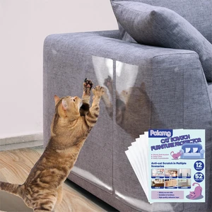 Cat Scratch Furniture Protector, 12-Pack Clear Sofa Guards | 12 clear sheets, 2 sizes, 52 twist pins; self-adhesive, cuttable. Not recommended: leather, faux leather, velvet, microfiber Cat Scratch Furniture Protector, 12-Pack Clear Sofa Guards | 12 clear sheets, 2 sizes, 52 twist pins; self-adhesive, cuttable. Not recommended: leather, faux leather, velvet, microfiber