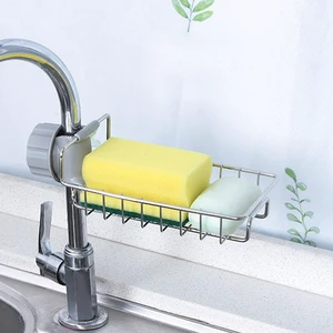 Stainless Steel Over Faucet Sink Caddy, Detachable Hanging Sponge Holder | for Kitchen & Bathroom, Adjustable Drain Storage Rack for Sponges, Scrub Brushes, Soap, Dishcloth Stainless Steel Over Faucet Sink Caddy, Detachable Hanging Sponge Holder | for Kitchen & Bathroom, Adjustable Drain Storage Rack for Sponges, Scrub Brushes, Soap, Dishcloth