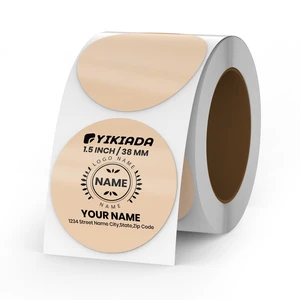 Khaki Round Thermal Labels 1.5 Inch Waterproof Stickers 500 PCS | Vinyl glossy finish, Self-adhesive, Removable, Scratch resistance, Oil-proof, Printable decal for name office address QR code Khaki Round Thermal Labels 1.5 Inch Waterproof Stickers 500 PCS | Vinyl glossy finish, Self-adhesive, Removable, Scratch resistance, Oil-proof, Printable decal for name office address QR code