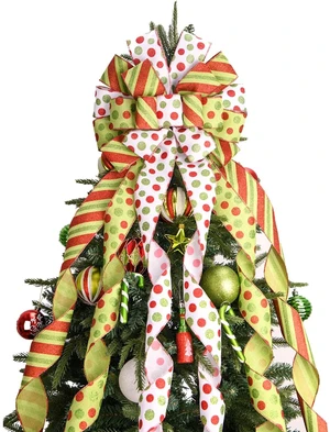 Christmas Tree Topper Wreath Bow Large Green Christmas Bow Tree Topper, 45"x13" Red Green Dot Polyester Gift Ribbon for Xmas Ornament Holiday Home Wedding Thanksgiving Indoor/Outdoor Decoration Christmas Tree Topper Wreath Bow Large Green Christmas Bow Tree Topper, 45"x13" Red Green Dot Polyester Gift Ribbon for Xmas Ornament Holiday Home Wedding Thanksgiving Indoor/Outdoor Decoration