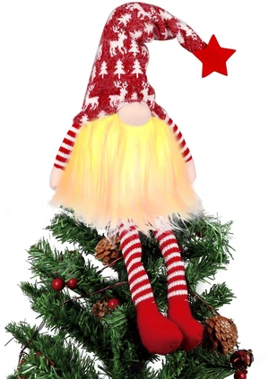 Christmas Tree Topper Lighted,Gnomes Decor 24In Gnome Handmade Tree Topper | Plush gnome tree topper Battery Operated Decoration, perfect for Christmas tree tops, holiday decor & festive home accents Christmas Tree Topper Lighted,Gnomes Decor 24In Gnome Handmade Tree Topper | Plush gnome tree topper Battery Operated Decoration, perfect for Christmas tree tops, holiday decor & festive home accents