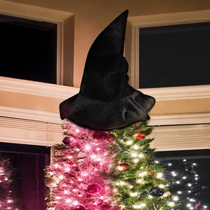 Halloween Witch Hat Tree Topper Decorations Halloween Tree Ornaments | Black Magical Wizard Hat Tree Decor, Ruffle Design, Smooth Fabric for Tree Holiday Cosplay Party Supplies Costume Accessory Halloween Witch Hat Tree Topper Decorations Halloween Tree Ornaments | Black Magical Wizard Hat Tree Decor, Ruffle Design, Smooth Fabric for Tree Holiday Cosplay Party Supplies Costume Accessory