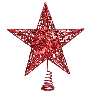 Glittered Christmas Tree Topper Metal Christmas Treetop Hallow Wire Star Topper for Christmas Home Decoration (8 inches, Red) Glittered Christmas Tree Topper Metal Christmas Treetop Hallow Wire Star Topper for Christmas Home Decoration (8 inches, Red)