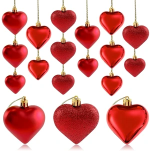 Red Valentines Heart Shaped Ornaments Christmas Heart Baubles Hanging Decor | 3 Different Finishes Red Glitter Heart Ornaments Valentines Day Heart String Ornament for Mother's Day Anniversary Wedding Red Valentines Heart Shaped Ornaments Christmas Heart Baubles Hanging Decor | 3 Different Finishes Red Glitter Heart Ornaments Valentines Day Heart String Ornament for Mother's Day Anniversary Wedding