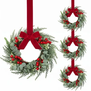 4 Pcs 8" Small Christmas Wreaths for Kitchen Cabinet with Ribbon | 8 Inch Mini Wreath, Christmas Mini Cabinet Wreaths, Red Ribbon Simple Style, Ideal for Windows, Weddings Table Centerpieces 4 Pcs 8" Small Christmas Wreaths for Kitchen Cabinet with Ribbon | 8 Inch Mini Wreath, Christmas Mini Cabinet Wreaths, Red Ribbon Simple Style, Ideal for Windows, Weddings Table Centerpieces