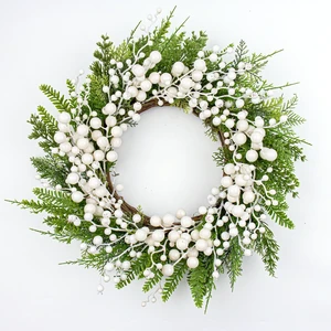 Artificial Winter Wreath 20 Inch White Berry Wreath Winter Wreaths for Front Door with Holly Berries for Xmas Winter Holidays Artificial Winter Wreath 20 Inch White Berry Wreath Winter Wreaths for Front Door with Holly Berries for Xmas Winter Holidays