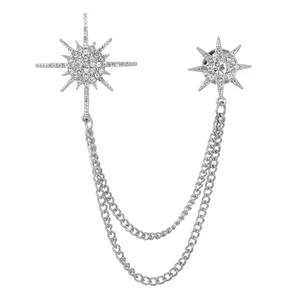 Silver Rhinestone Star Brooch for Women, Crystal Snowflake Brooch Lapel Pins Fashion Broach Pin Dress Suit Accessories with Tassel Chain Clothing Clip Broach for Women Men(Silver) Silver Rhinestone Star Brooch for Women, Crystal Snowflake Brooch Lapel Pins Fashion Broach Pin Dress Suit Accessories with Tassel Chain Clothing Clip Broach for Women Men(Silver)