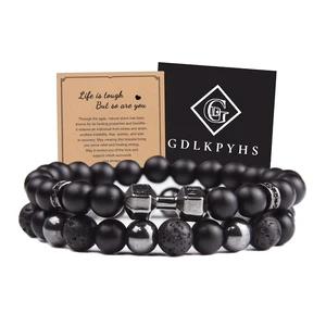 Black Obsidian Bracelets for Men- Dumbbell Bracelet - Tourmaline Beaded Bracelets, 8MM Black Onyx Hematite Lava Stone Beads Triple Protection Bracelet for Men Women Gifts Black Obsidian Bracelets for Men- Dumbbell Bracelet - Tourmaline Beaded Bracelets, 8MM Black Onyx Hematite Lava Stone Beads Triple Protection Bracelet for Men Women Gifts