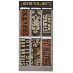Magnetic Scripture Bookmark/Pagemarker Set for Men | Strong & Courageous Lion - Set of 6, Inspirational Scripture for Bibles, Fridges, Books, Multicolor/Brown/Black/Gray, Small Magnetic Scripture Bookmark/Pagemarker Set for Men | Strong & Courageous Lion - Set of 6, Inspirational Scripture for Bibles, Fridges, Books, Multicolor/Brown/Black/Gray, Small