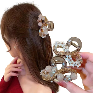 2Pcs Pearl Hair Claw Clips flower Claw Fashion Shark clip for Women Girls Thick Thin Party Wedding Hair Accessories 2Pcs Pearl Hair Claw Clips flower Claw Fashion Shark clip for Women Girls Thick Thin Party Wedding Hair Accessories