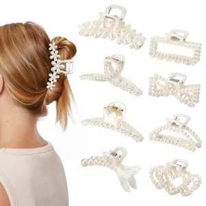 8 PCS Pearl Clips for Hair Pearl Hair Claw Clips for Women | Large Hair Clip Pearl for Thin Thick Curly Hair Styling Strong Hold Nonslip Hair Accessories for Bridal Wedding 8 PCS Pearl Clips for Hair Pearl Hair Claw Clips for Women | Large Hair Clip Pearl for Thin Thick Curly Hair Styling Strong Hold Nonslip Hair Accessories for Bridal Wedding