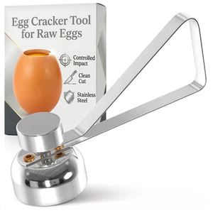 Egg Cracker Tool, Stainless Steel Topper, Spring-Loaded, Clean Cut | Egg Shell Opener, Adjustable Effort, Ergonomic Handle, No Shell Bits, Fits M to XL, for Raw, Soft & Hard Boiled Eggs Egg Cracker Tool, Stainless Steel Topper, Spring-Loaded, Clean Cut | Egg Shell Opener, Adjustable Effort, Ergonomic Handle, No Shell Bits, Fits M to XL, for Raw, Soft & Hard Boiled Eggs