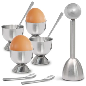 9 Pack Egg Cracker Topper Set for Home Kitchen Use | 4 Stainless Steel Egg Cups, 4 Stainless Steel Spoons, 1 Egg Topper 9 Pack Egg Cracker Topper Set for Home Kitchen Use | 4 Stainless Steel Egg Cups, 4 Stainless Steel Spoons, 1 Egg Topper