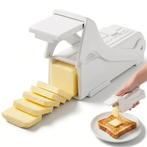 Butter Slicer & Cutter, Adjustable Thickness Butter Slicer Dispenser and Keeper, Measuring Dispenser for Butter Squares and Cheese, White Butter Slicer & Cutter, Adjustable Thickness Butter Slicer Dispenser and Keeper, Measuring Dispenser for Butter Squares and Cheese, White