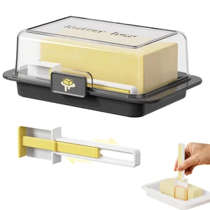 Airtight Butter Dish with Lid and Cutter, Ideal for Countertop and Refrigerator Storage, Plastic Butter Keeper Tray for Easy Cutting and Serving (Black, Medium) Airtight Butter Dish with Lid and Cutter, Ideal for Countertop and Refrigerator Storage, Plastic Butter Keeper Tray for Easy Cutting and Serving (Black, Medium)