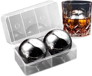 2Pack Stainless Steel Whiskey Ice Balls Reusable Beverage Chilling Stones | XL 55mm Round Metal Ice Balls, Reusable for Cocktail Whiskey, Birthday Gift for Men Husband 2Pack Stainless Steel Whiskey Ice Balls Reusable Beverage Chilling Stones | XL 55mm Round Metal Ice Balls, Reusable for Cocktail Whiskey, Birthday Gift for Men Husband